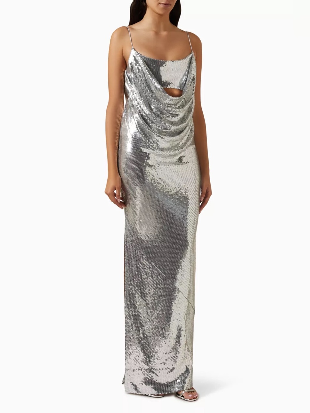 NWOT Alex Perry Open-back Draped Column Dress in Sequin Size UK 4 US 0